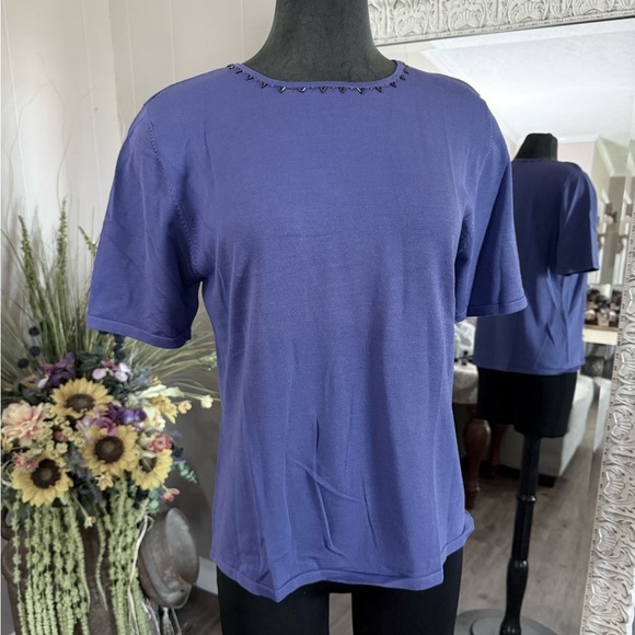 Nancy Bolen • Silk Blend Beaded Knit Blouse - Picture 3 of 8